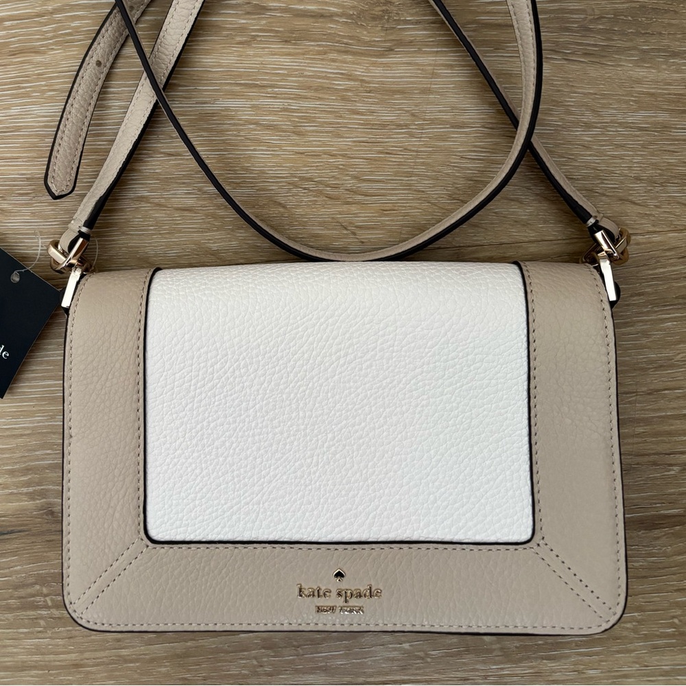 Kate Spade Lena Colorblock Mini Flap Crossbody in Light Sand